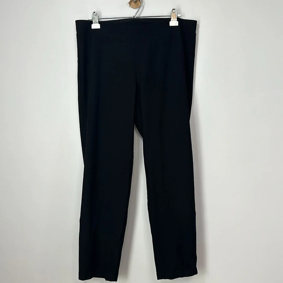 Eileen Fisher Womens Pants Large Black Viscos Tapered Relaxed Pull‎ On Stretch - Picture 1 of 6